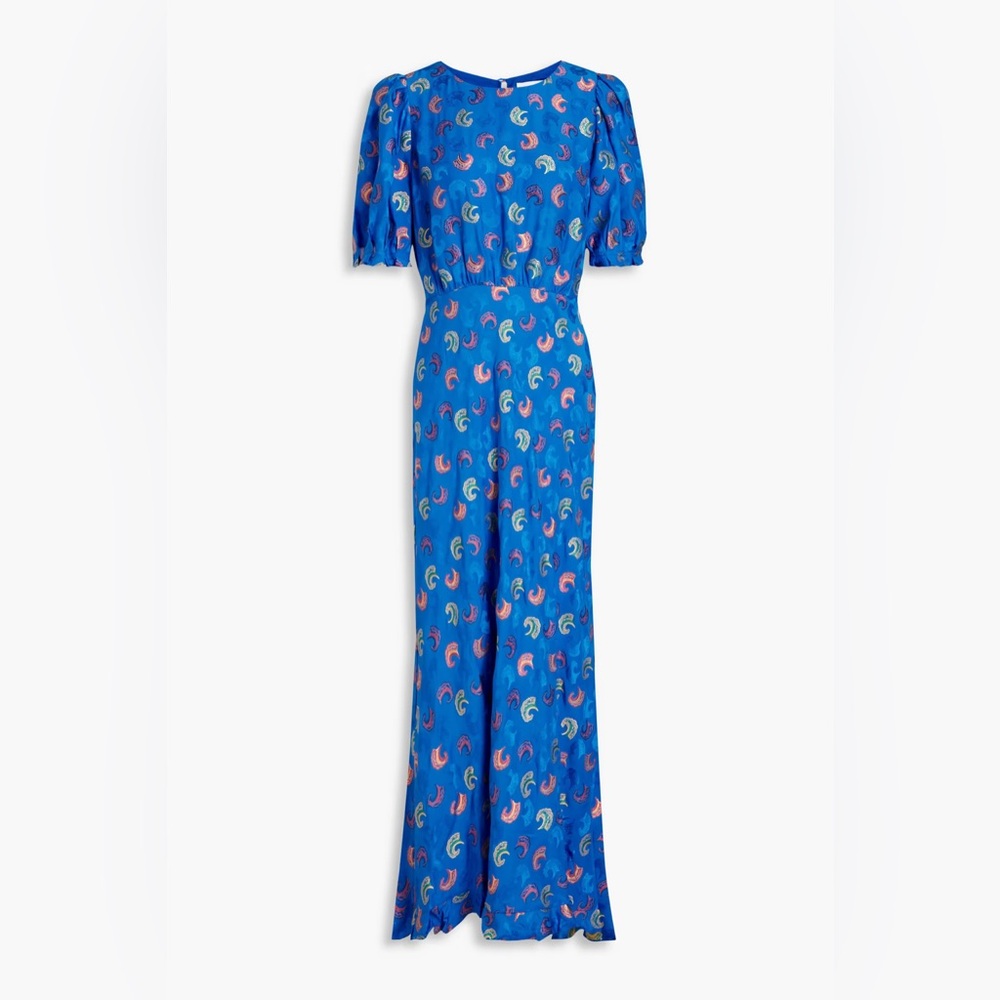 SALONI NTW
Vida ruffled printed silk-satin jacquard maxi dress